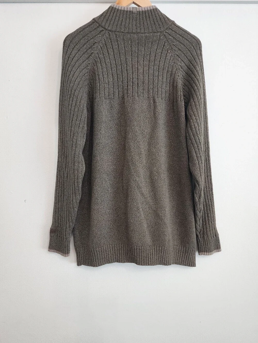 Columbia Roc II 100% Cotton Ribbed Half Zip Mock Neck Sweater Olive Green Men's